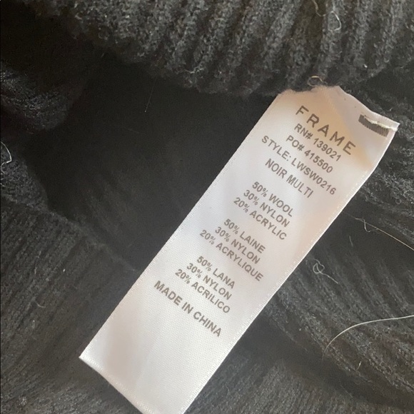 FRAME Double Ruffle Cuff Sweater In Noir Multi - Picture 2 of 5